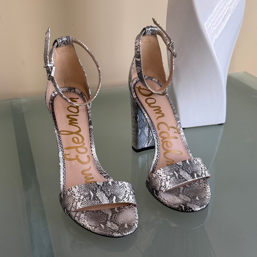 Sam Edelman Heel Sandals Sam Edelman Leather Silver and Black Sandals Size 7.5